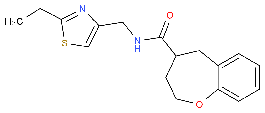 N-[(2-ethyl-1,3-thiazol-4-yl)methyl]-2,3,4,5-tetrahydro-1-benzoxepine-4-carboxamide_分子结构_CAS_)