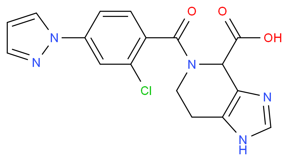 5-[2-chloro-4-(1H-pyrazol-1-yl)benzoyl]-4,5,6,7-tetrahydro-1H-imidazo[4,5-c]pyridine-4-carboxylic acid_分子结构_CAS_)