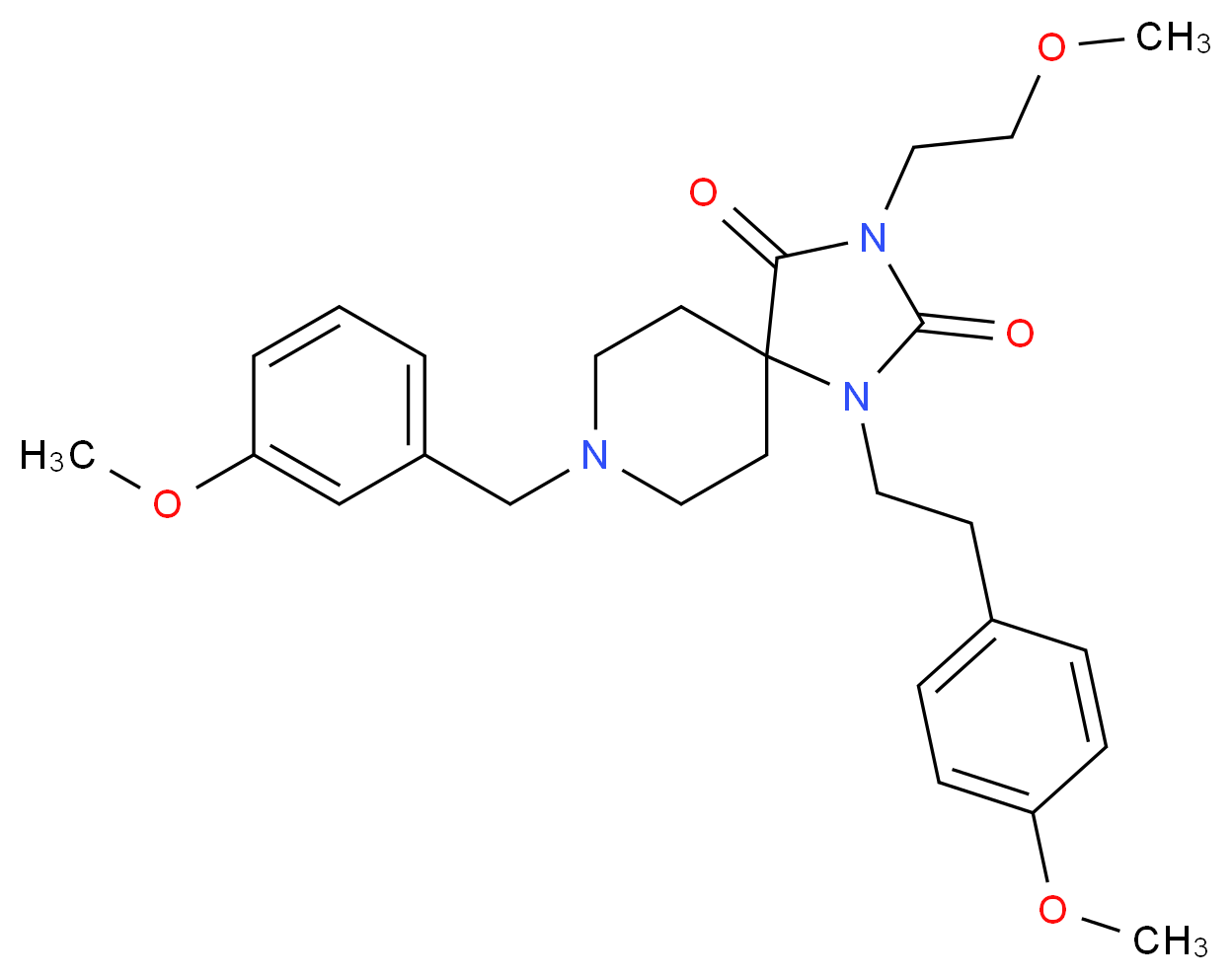 8-(3-methoxybenzyl)-3-(2-methoxyethyl)-1-[2-(4-methoxyphenyl)ethyl]-1,3,8-triazaspiro[4.5]decane-2,4-dione_分子结构_CAS_)