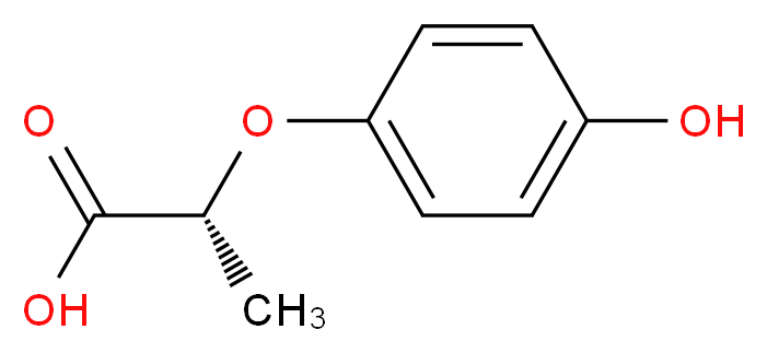 (2R)-2-(4-hydroxyphenoxy)propanoic acid_分子结构_CAS_94050-90-5