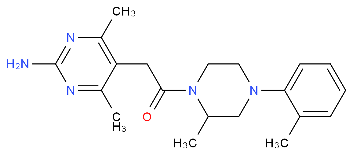 4,6-dimethyl-5-{2-[2-methyl-4-(2-methylphenyl)-1-piperazinyl]-2-oxoethyl}-2-pyrimidinamine_分子结构_CAS_)
