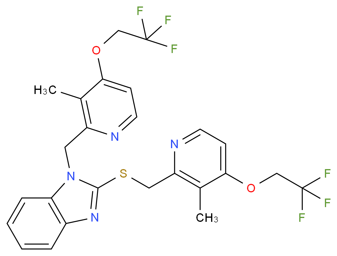 1-{[3-methyl-4-(2,2,2-trifluoroethoxy)pyridin-2-yl]methyl}-2-({[3-methyl-4-(2,2,2-trifluoroethoxy)pyridin-2-yl]methyl}sulfanyl)-1H-1,3-benzodiazole_分子结构_CAS_1083100-27-9