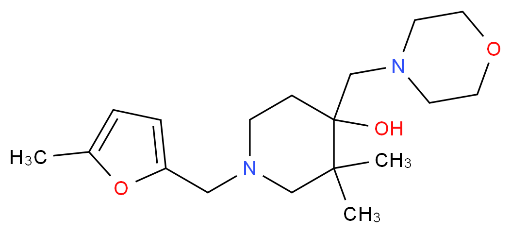 3,3-dimethyl-1-[(5-methyl-2-furyl)methyl]-4-(morpholin-4-ylmethyl)piperidin-4-ol_分子结构_CAS_)