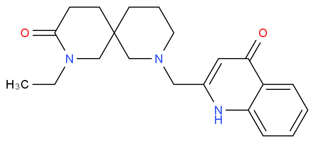 2-ethyl-8-[(4-oxo-1,4-dihydro-2-quinolinyl)methyl]-2,8-diazaspiro[5.5]undecan-3-one_分子结构_CAS_)