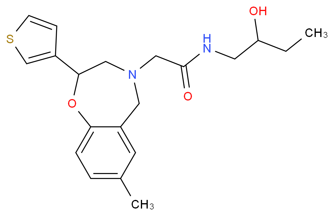 N-(2-hydroxybutyl)-2-[7-methyl-2-(3-thienyl)-2,3-dihydro-1,4-benzoxazepin-4(5H)-yl]acetamide_分子结构_CAS_)