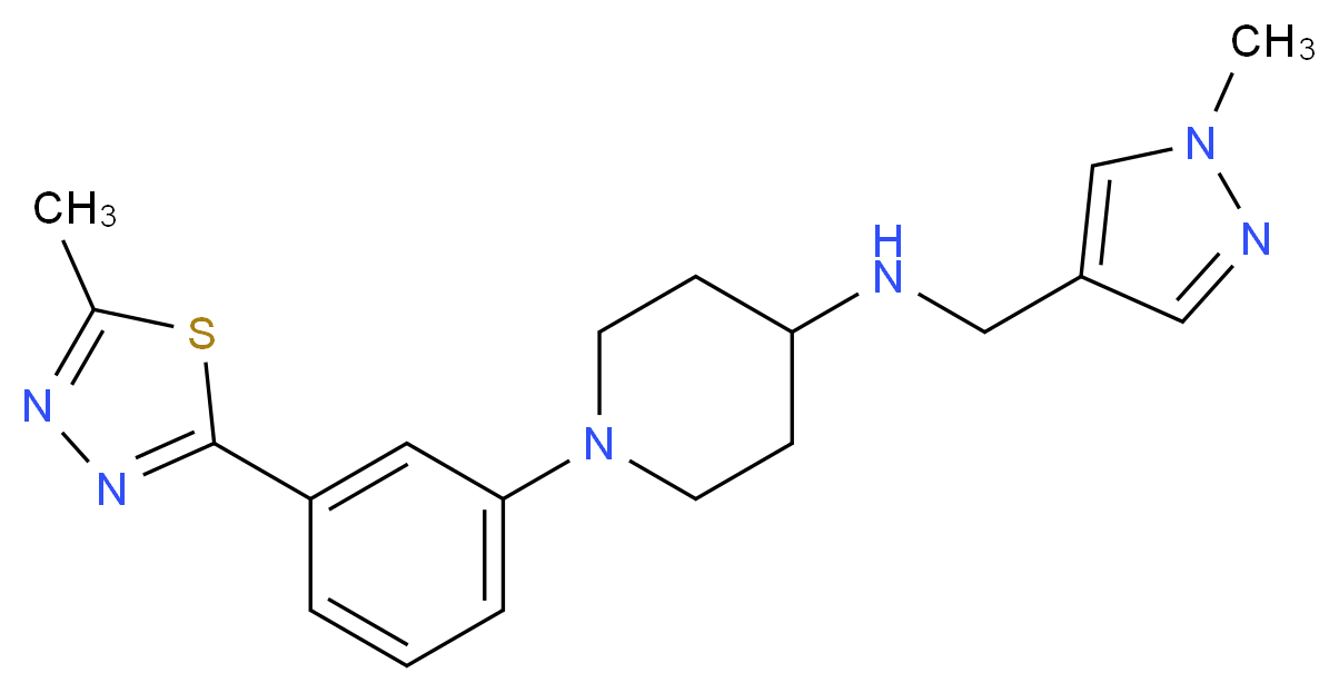 N-[(1-methyl-1H-pyrazol-4-yl)methyl]-1-[3-(5-methyl-1,3,4-thiadiazol-2-yl)phenyl]-4-piperidinamine_分子结构_CAS_)