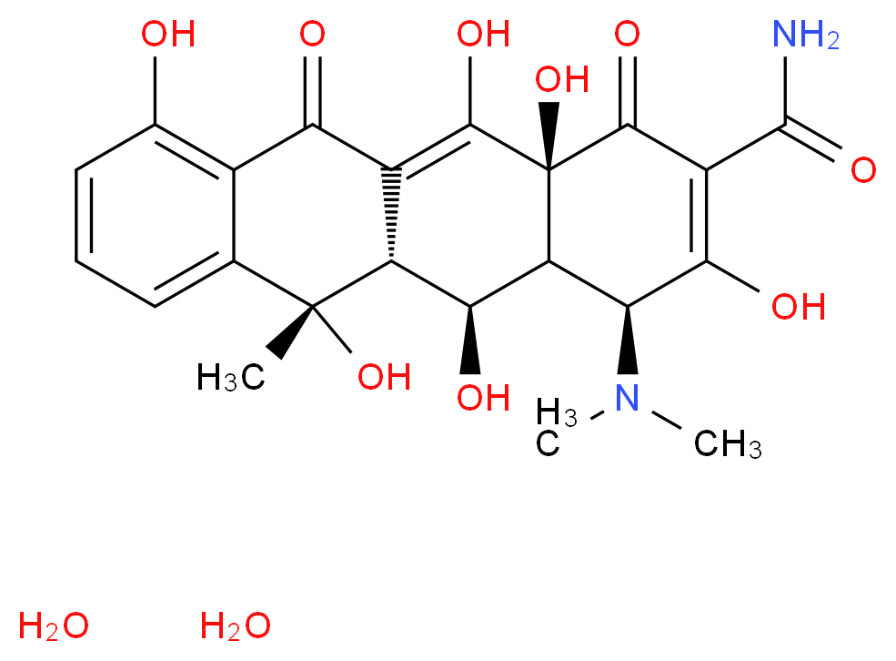 (4S,4aR,5S,5aR,6S,12aS)-4-(dimethylamino)-3,5,6,10,12,12a-hexahydroxy-6-methyl-1,11-dioxo-1,4,4a,5,5a,6,11,12a-octahydrotetracene-2-carboxamide dihydrate_分子结构_CAS_6153-64-6