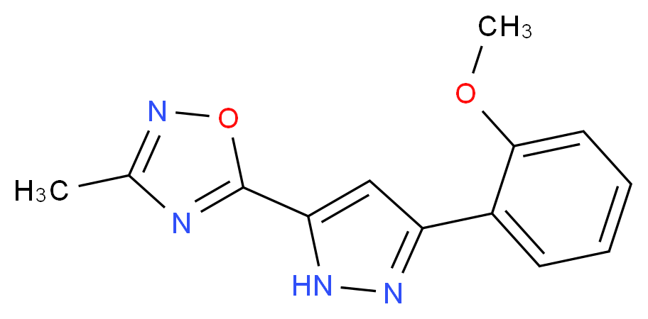 5-[3-(2-methoxyphenyl)-1H-pyrazol-5-yl]-3-methyl-1,2,4-oxadiazole_分子结构_CAS_)
