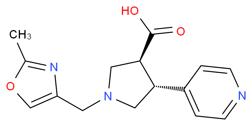 (3S*,4R*)-1-[(2-methyl-1,3-oxazol-4-yl)methyl]-4-pyridin-4-ylpyrrolidine-3-carboxylic acid_分子结构_CAS_)