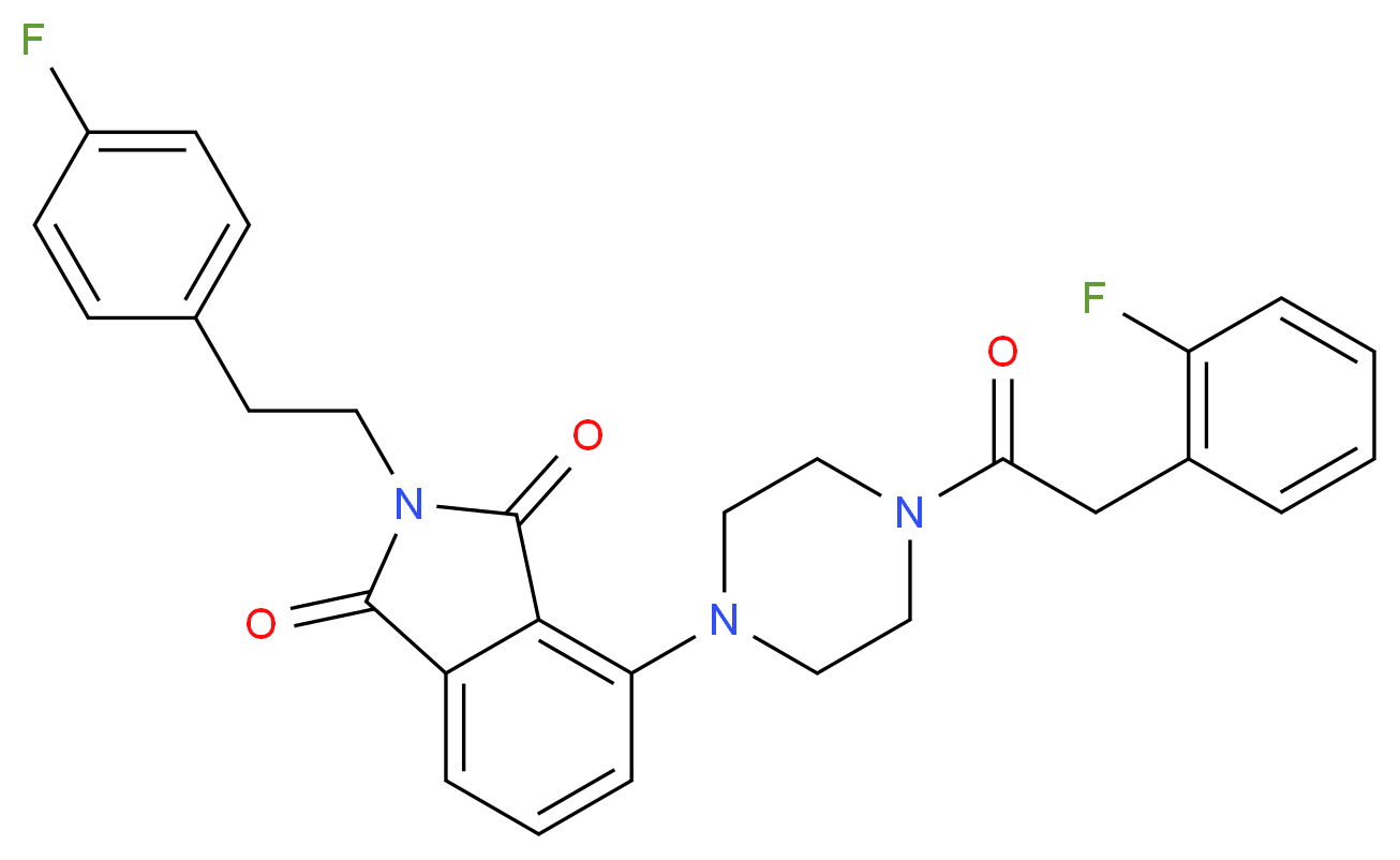 4-{4-[(2-fluorophenyl)acetyl]-1-piperazinyl}-2-[2-(4-fluorophenyl)ethyl]-1H-isoindole-1,3(2H)-dione_分子结构_CAS_)