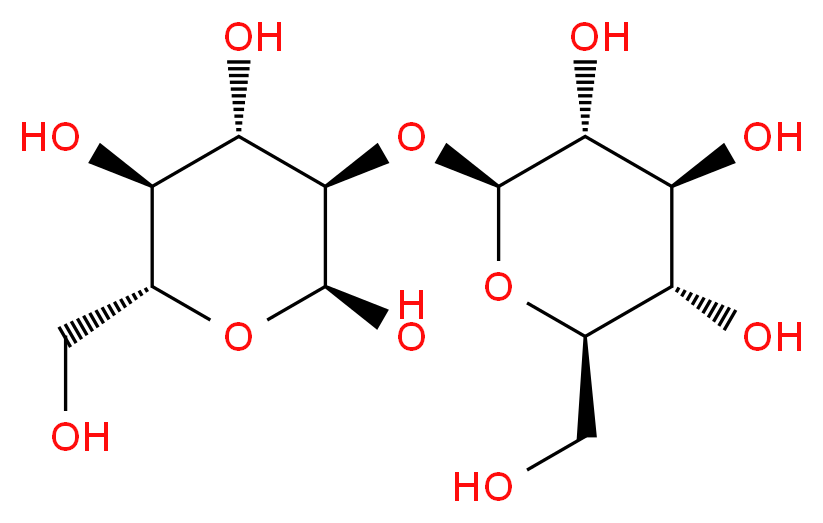 (2S,3R,4S,5S,6R)-6-(hydroxymethyl)-3-{[(2S,3R,4S,5S,6R)-3,4,5-trihydroxy-6-(hydroxymethyl)oxan-2-yl]oxy}oxane-2,4,5-triol_分子结构_CAS_534-46-3