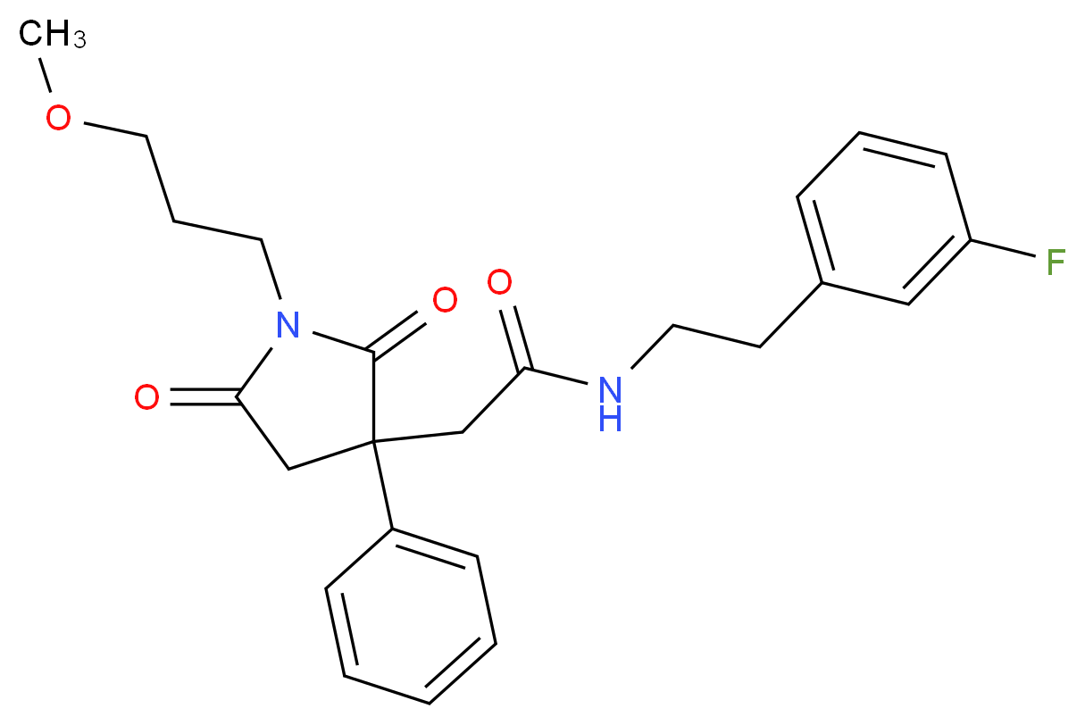 N-[2-(3-fluorophenyl)ethyl]-2-[1-(3-methoxypropyl)-2,5-dioxo-3-phenyl-3-pyrrolidinyl]acetamide_分子结构_CAS_)