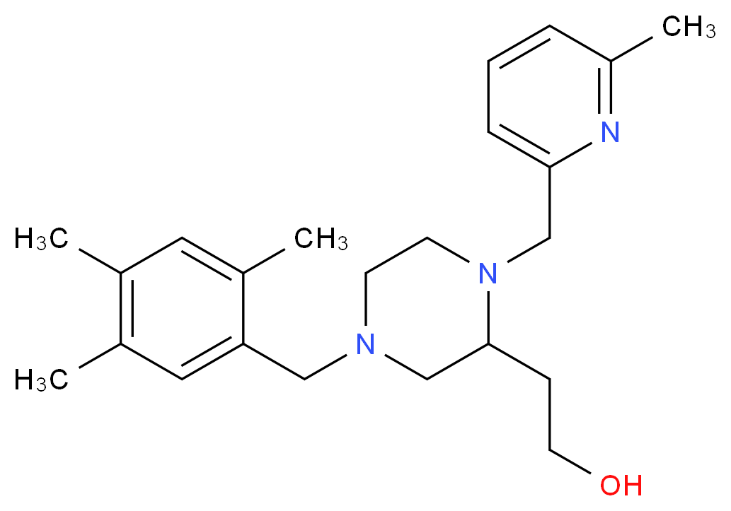 2-[1-[(6-methyl-2-pyridinyl)methyl]-4-(2,4,5-trimethylbenzyl)-2-piperazinyl]ethanol_分子结构_CAS_)