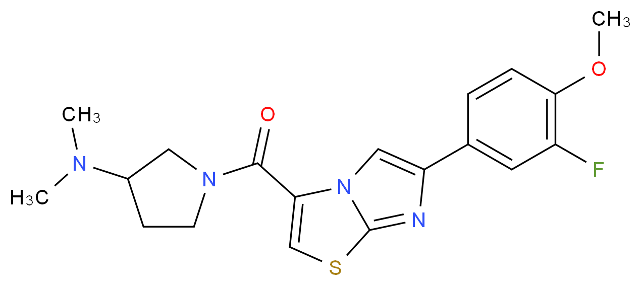 1-{[6-(3-fluoro-4-methoxyphenyl)imidazo[2,1-b][1,3]thiazol-3-yl]carbonyl}-N,N-dimethyl-3-pyrrolidinamine_分子结构_CAS_)