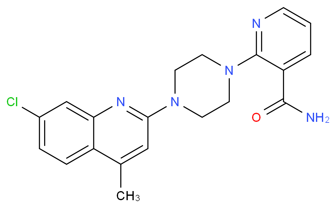 2-[4-(7-chloro-4-methylquinolin-2-yl)piperazin-1-yl]nicotinamide_分子结构_CAS_)