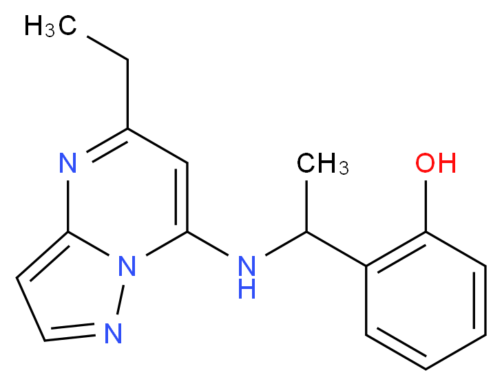 2-{1-[(5-ethylpyrazolo[1,5-a]pyrimidin-7-yl)amino]ethyl}phenol_分子结构_CAS_)
