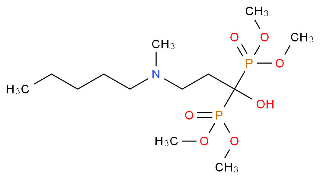 dimethyl [1-(dimethoxyphosphoryl)-1-hydroxy-3-[methyl(pentyl)amino]propyl]phosphonate_分子结构_CAS_1076199-42-2