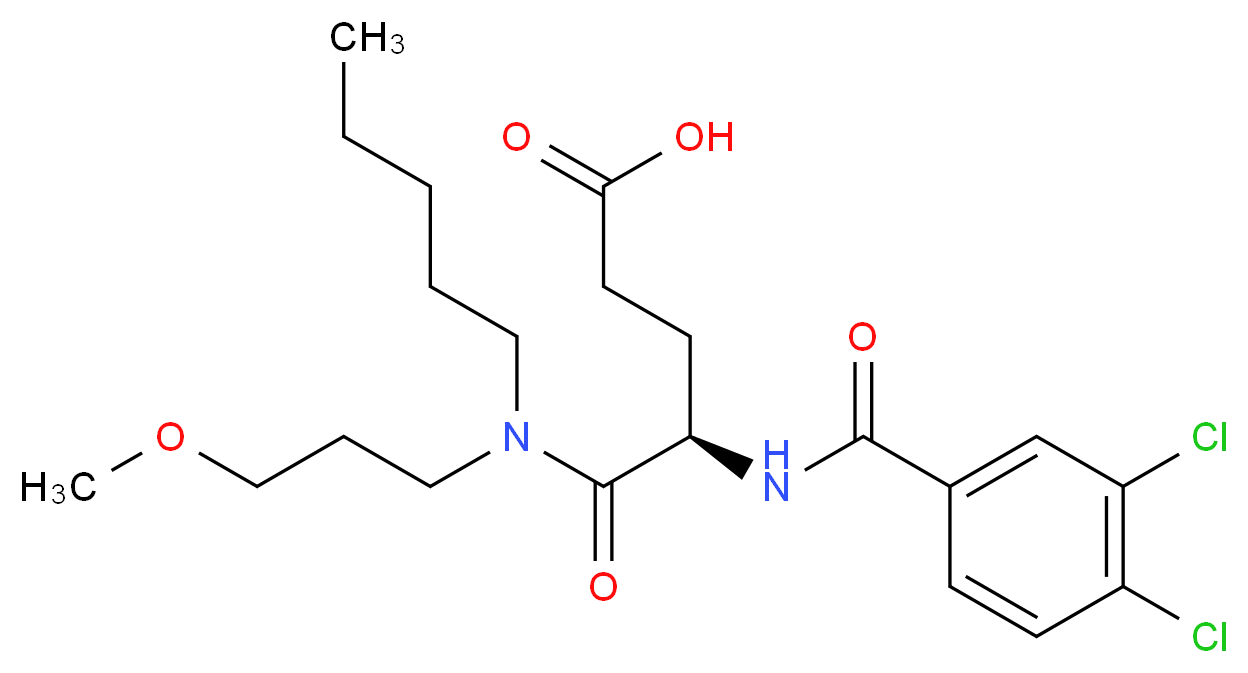 (R)-4-(3,4-DichlorobenzaMido)-5-((3-Methoxypropyl)(pentyl)aMino)-5-oxopentanoic acid_分子结构_CAS_119817-90-2)