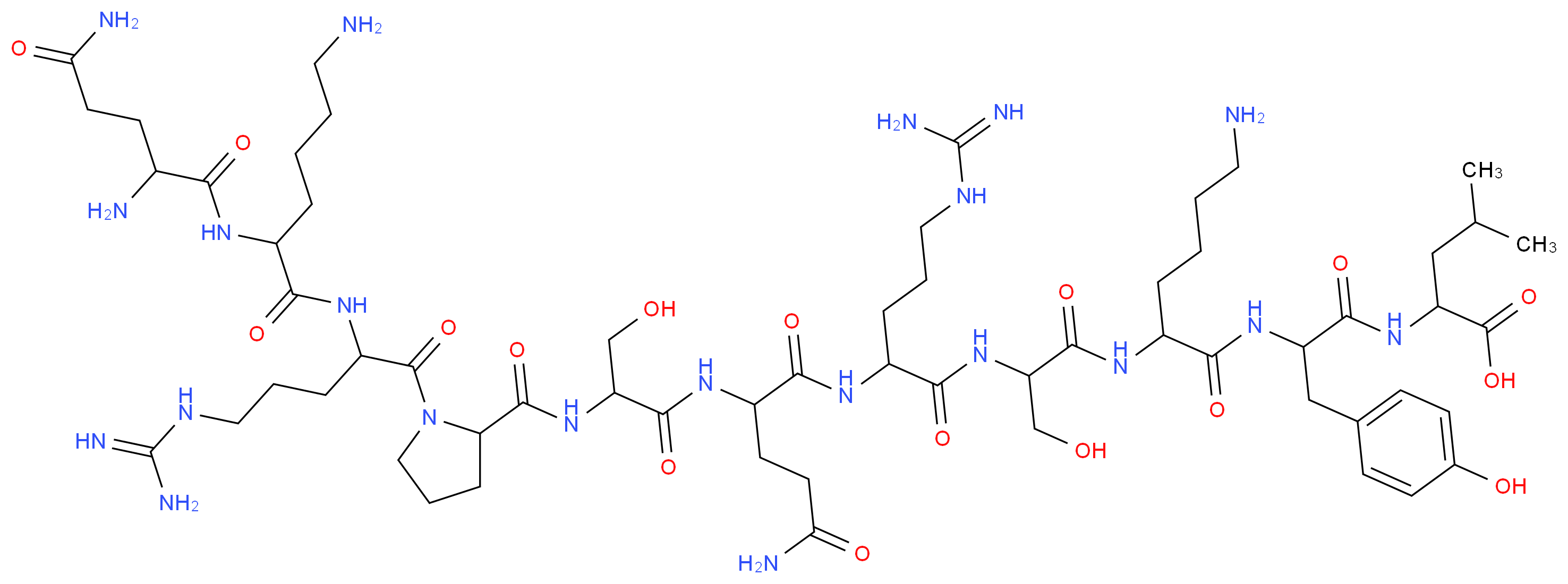 2-[2-(6-amino-2-{2-[2-(2-{2-[(1-{2-[6-amino-2-(2-amino-4-carbamoylbutanamido)hexanamido]-5-carbamimidamidopentanoyl}pyrrolidin-2-yl)formamido]-3-hydroxypropanamido}-4-carbamoylbutanamido)-5-carbamimidamidopentanamido]-3-hydroxypropanamido}hexanamido)-3-(4-hydroxyphenyl)propanamido]-4-methylpentanoic acid_分子结构_CAS_126768-94-3