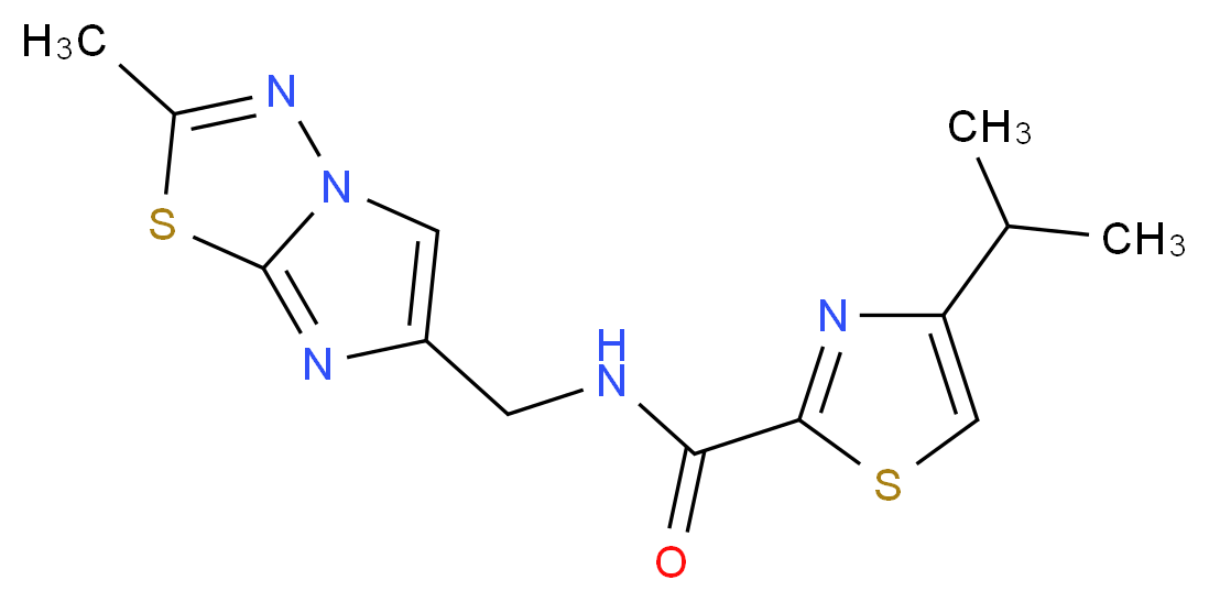 4-isopropyl-N-[(2-methylimidazo[2,1-b][1,3,4]thiadiazol-6-yl)methyl]-1,3-thiazole-2-carboxamide_分子结构_CAS_)