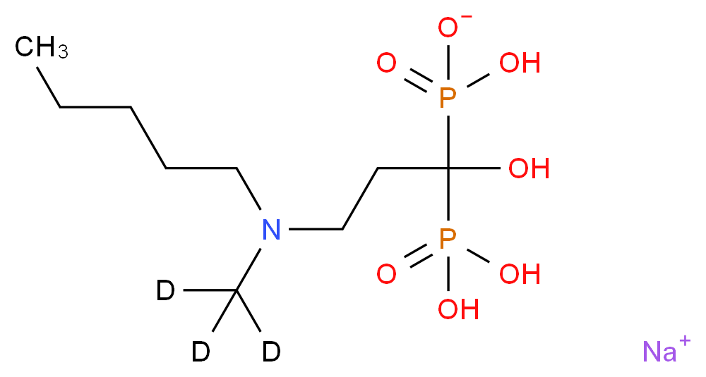 sodium hydrogen {1-hydroxy-3-[(<sup>2</sup>H<sub>3</sub>)methyl(pentyl)amino]-1-phosphonopropyl}phosphonate_分子结构_CAS_1329834-28-7