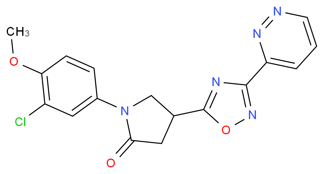 1-(3-chloro-4-methoxyphenyl)-4-[3-(3-pyridazinyl)-1,2,4-oxadiazol-5-yl]-2-pyrrolidinone_分子结构_CAS_)