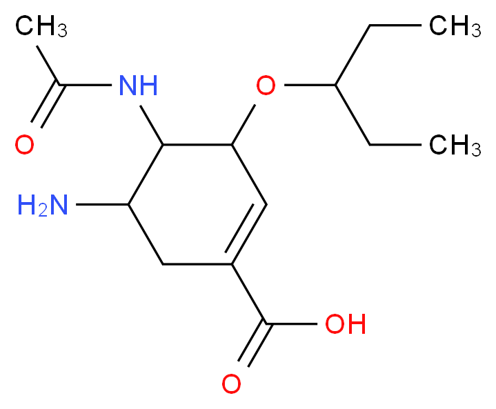 5-amino-4-acetamido-3-(pentan-3-yloxy)cyclohex-1-ene-1-carboxylic acid_分子结构_CAS_187227-45-8