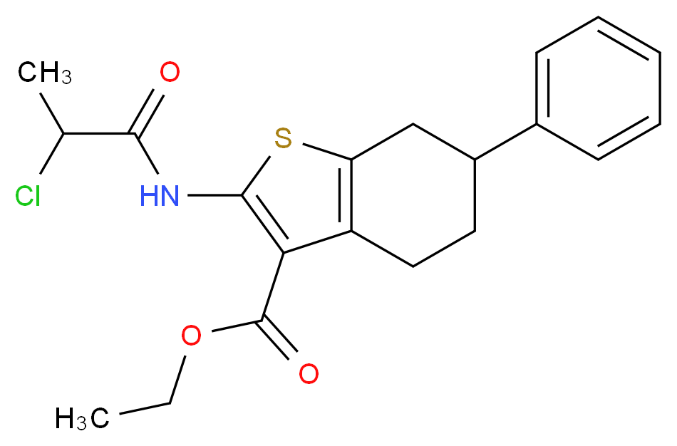 Ethyl 2-[(2-chloropropanoyl)amino]-6-phenyl-4,5,6,7-tetrahydro-1-benzothiophene-3-carboxylate_分子结构_CAS_)