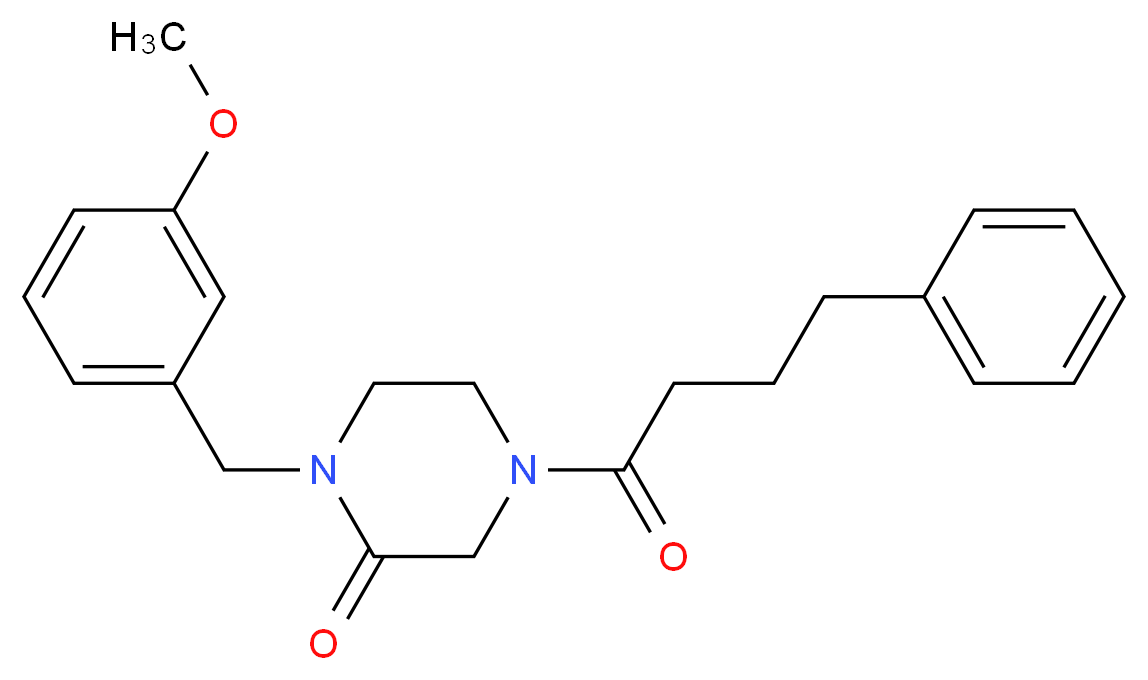 1-(3-methoxybenzyl)-4-(4-phenylbutanoyl)-2-piperazinone_分子结构_CAS_)