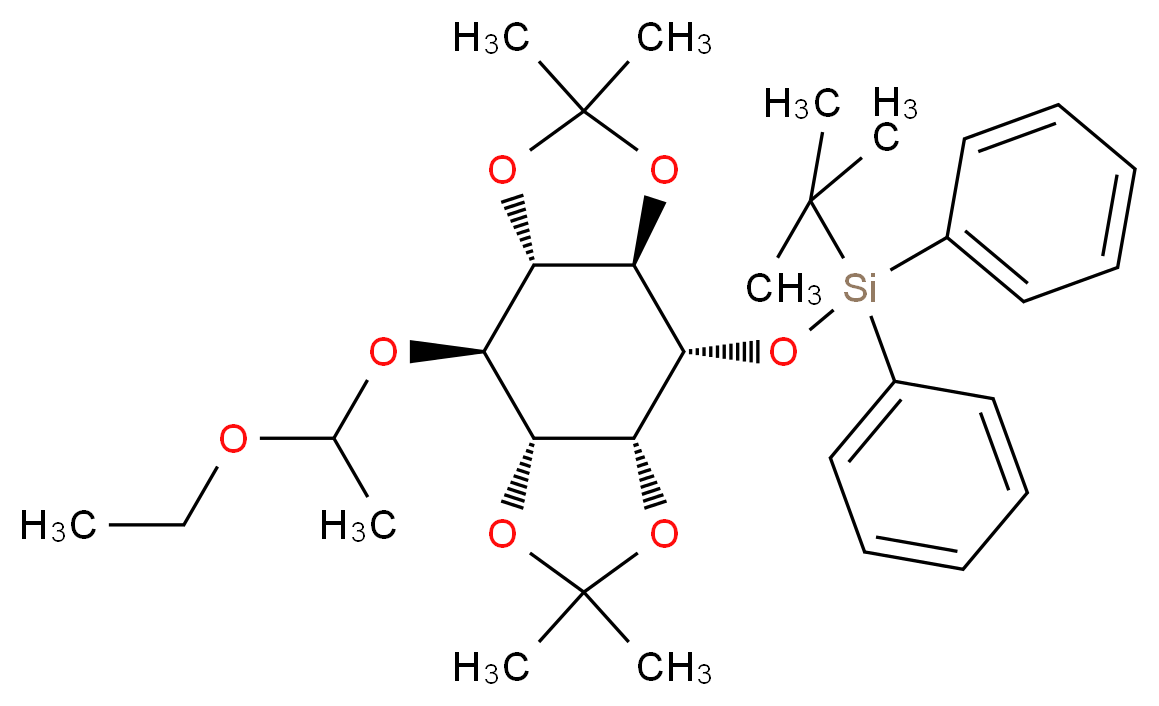 tert-butyl({[(1R,2S,3R,7R,8S,9S)-8-(1-ethoxyethoxy)-5,5,11,11-tetramethyl-4,6,10,12-tetraoxatricyclo[7.3.0.0<sup>3</sup>,<sup>7</sup>]dodecan-2-yl]oxy})diphenylsilane_分子结构_CAS_197848-72-9