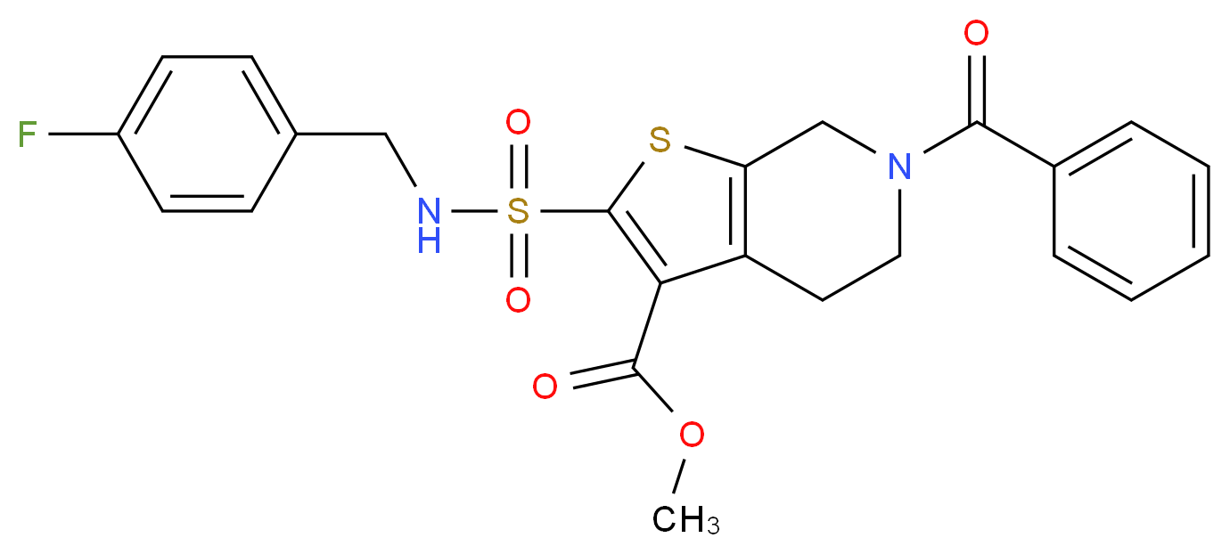 methyl 6-benzoyl-2-{[(4-fluorobenzyl)amino]sulfonyl}-4,5,6,7-tetrahydrothieno[2,3-c]pyridine-3-carboxylate_分子结构_CAS_)