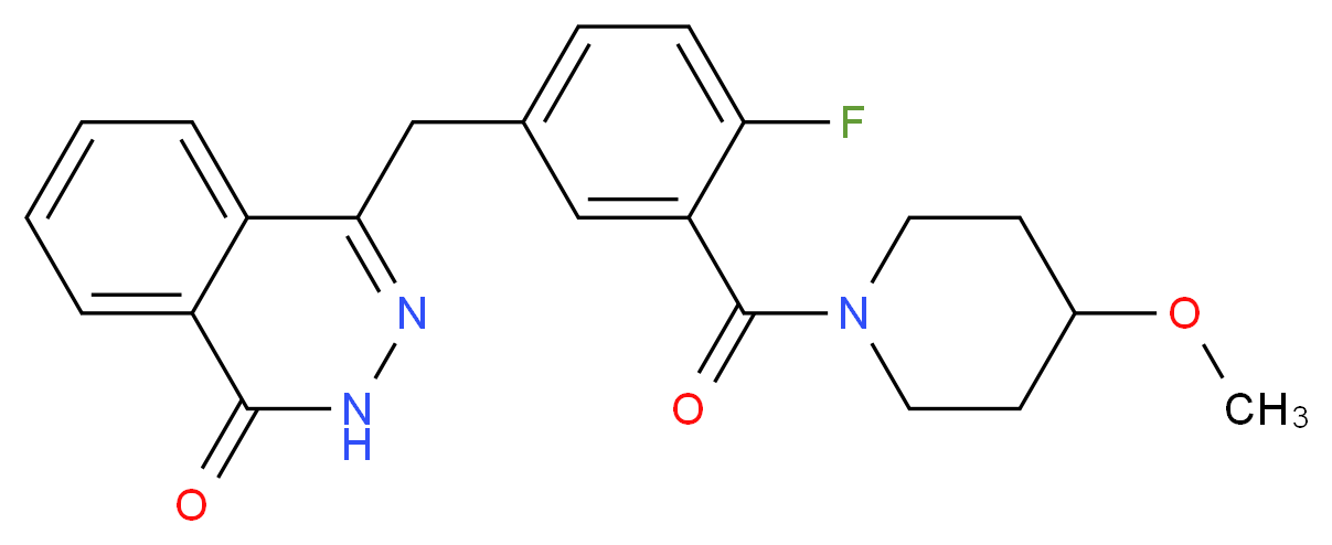 4-{[4-fluoro-3-(4-methoxypiperidine-1-carbonyl)phenyl]methyl}-1,2-dihydrophthalazin-1-one_分子结构_CAS_1174043-16-3