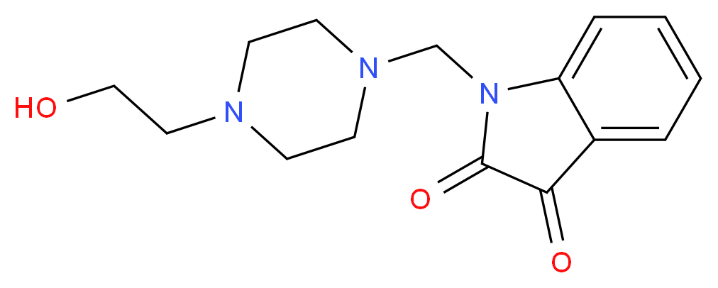 1-{[4-(2-hydroxyethyl)piperazin-1-yl]methyl}-2,3-dihydro-1H-indole-2,3-dione_分子结构_CAS_6532-17-8
