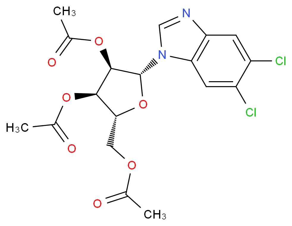 5,6-Dichloropurine-1-(2,3,5-tri-O-acetyl-β-D-ribofuanosyl)-1H-benzimidazole_分子结构_CAS_443678-71-5)