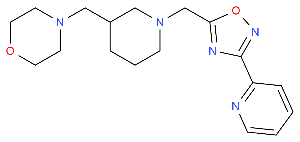 4-[(1-{[3-(2-pyridinyl)-1,2,4-oxadiazol-5-yl]methyl}-3-piperidinyl)methyl]morpholine_分子结构_CAS_)