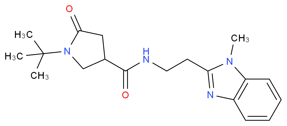 1-tert-butyl-N-[2-(1-methyl-1H-benzimidazol-2-yl)ethyl]-5-oxo-3-pyrrolidinecarboxamide_分子结构_CAS_)