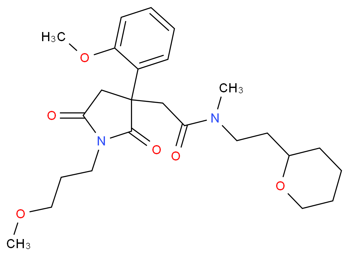 2-[3-(2-methoxyphenyl)-1-(3-methoxypropyl)-2,5-dioxo-3-pyrrolidinyl]-N-methyl-N-[2-(tetrahydro-2H-pyran-2-yl)ethyl]acetamide_分子结构_CAS_)