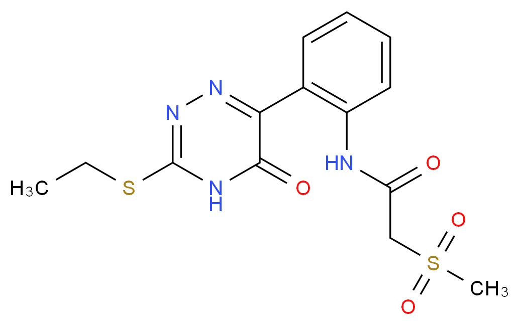 N-{2-[3-(ethylthio)-5-oxo-4,5-dihydro-1,2,4-triazin-6-yl]phenyl}-2-(methylsulfonyl)acetamide_分子结构_CAS_)