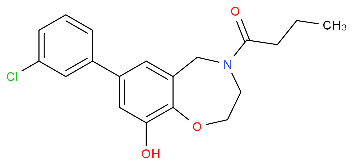 4-butyryl-7-(3-chlorophenyl)-2,3,4,5-tetrahydro-1,4-benzoxazepin-9-ol_分子结构_CAS_)