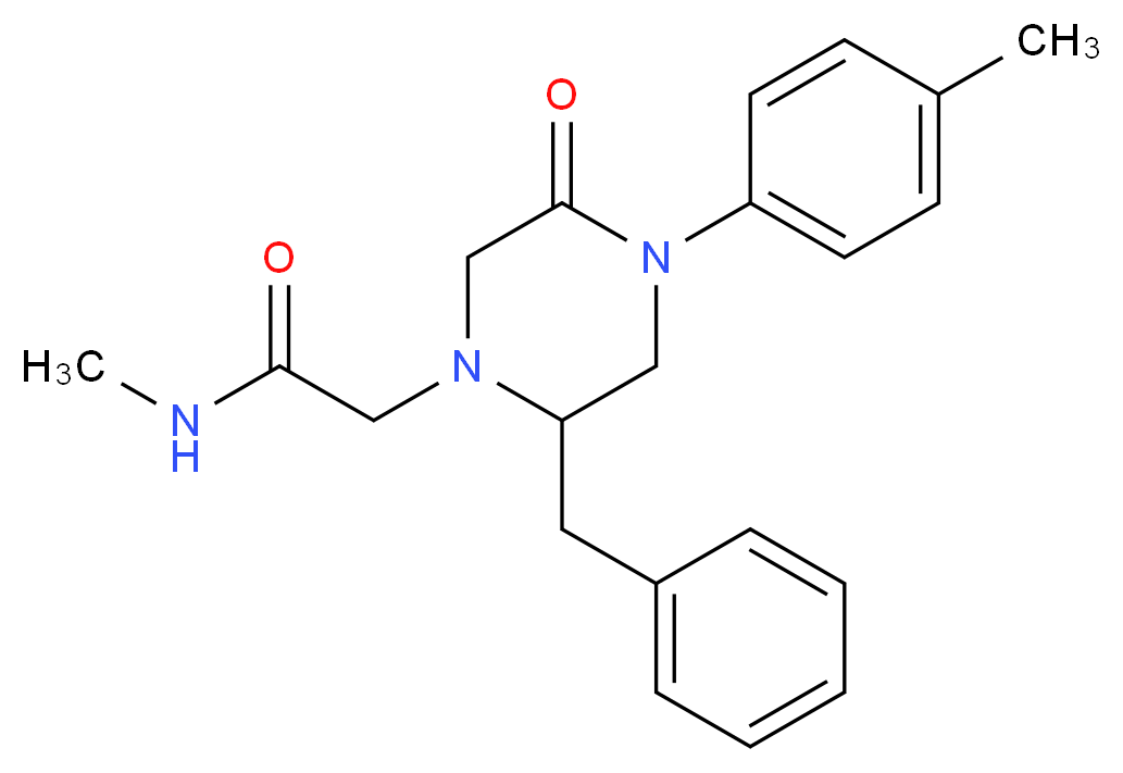 2-[2-benzyl-4-(4-methylphenyl)-5-oxo-1-piperazinyl]-N-methylacetamide_分子结构_CAS_)