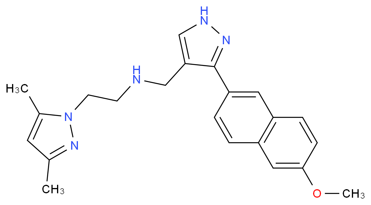 2-(3,5-dimethyl-1H-pyrazol-1-yl)-N-{[3-(6-methoxy-2-naphthyl)-1H-pyrazol-4-yl]methyl}ethanamine_分子结构_CAS_)