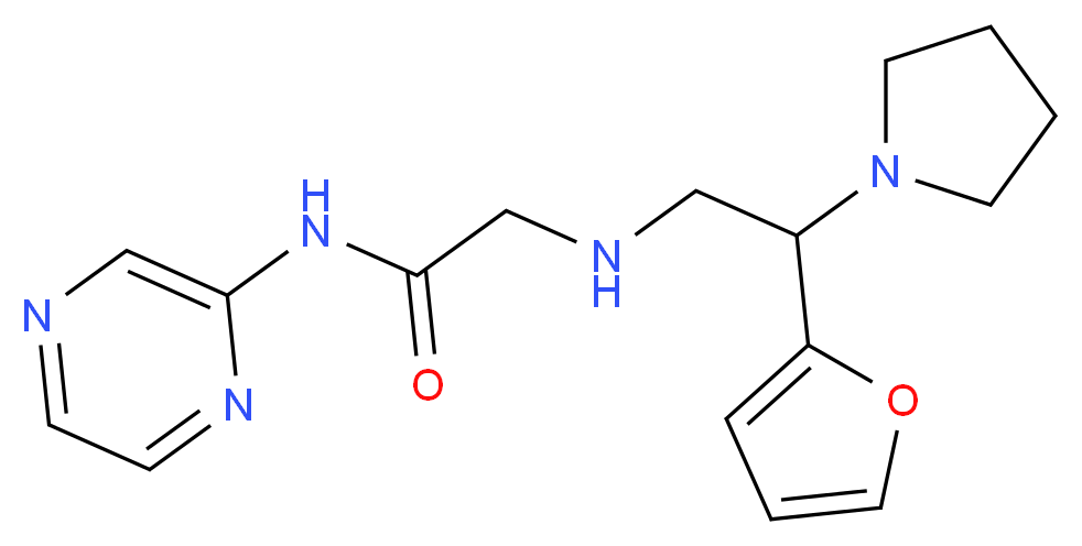 2-{[2-(2-furyl)-2-pyrrolidin-1-ylethyl]amino}-N-pyrazin-2-ylacetamide_分子结构_CAS_)