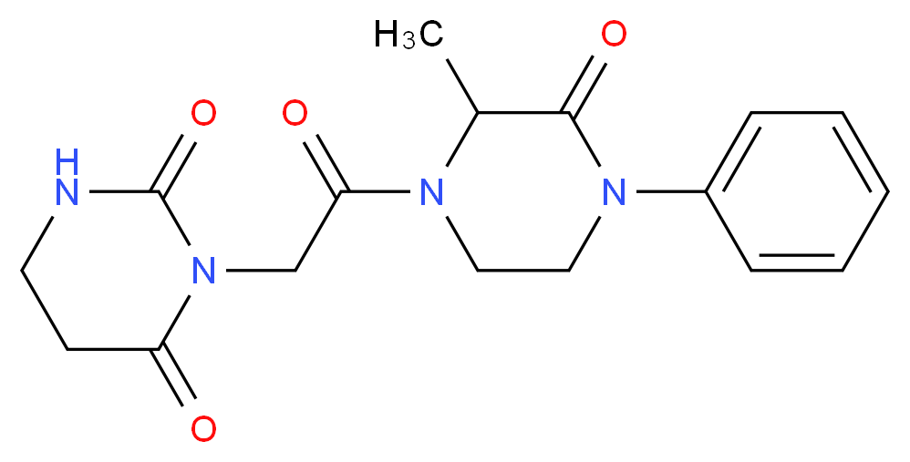 3-[2-(2-methyl-3-oxo-4-phenylpiperazin-1-yl)-2-oxoethyl]dihydropyrimidine-2,4(1H,3H)-dione_分子结构_CAS_)