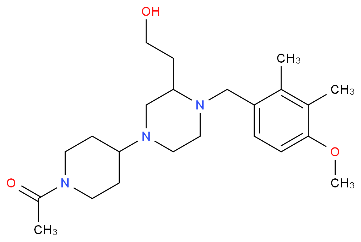 2-[4-(1-acetyl-4-piperidinyl)-1-(4-methoxy-2,3-dimethylbenzyl)-2-piperazinyl]ethanol_分子结构_CAS_)