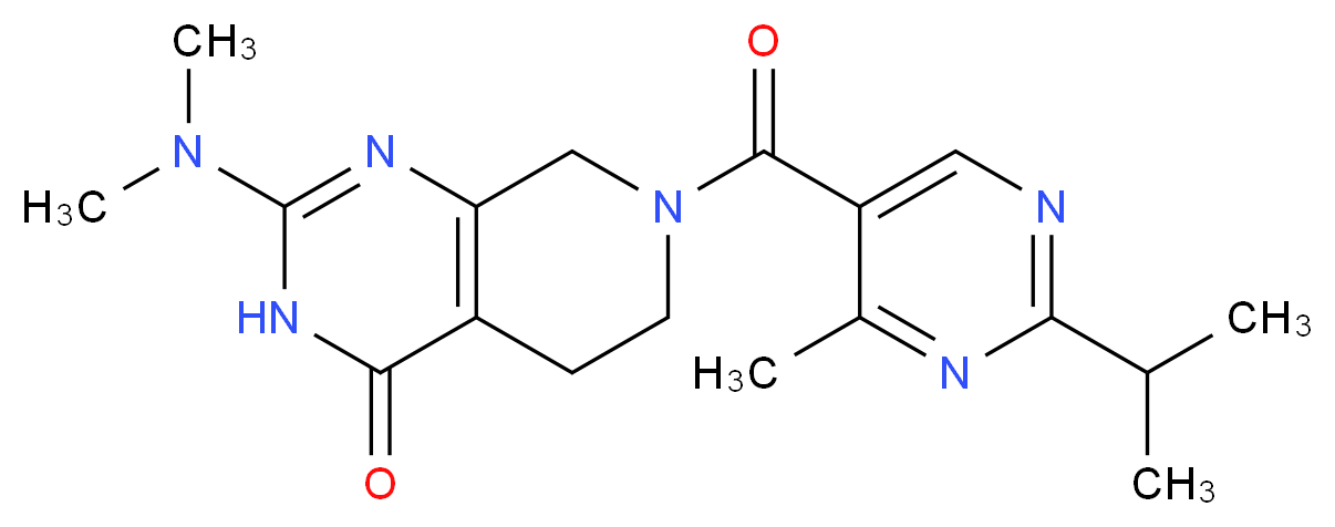 2-(dimethylamino)-7-[(2-isopropyl-4-methylpyrimidin-5-yl)carbonyl]-5,6,7,8-tetrahydropyrido[3,4-d]pyrimidin-4(3H)-one_分子结构_CAS_)