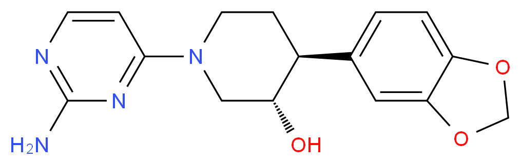 (3S*,4S*)-1-(2-aminopyrimidin-4-yl)-4-(1,3-benzodioxol-5-yl)piperidin-3-ol_分子结构_CAS_)