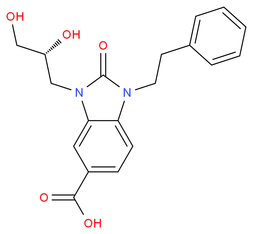3-[(2R)-2,3-dihydroxypropyl]-2-oxo-1-(2-phenylethyl)-2,3-dihydro-1H-benzimidazole-5-carboxylic acid_分子结构_CAS_)