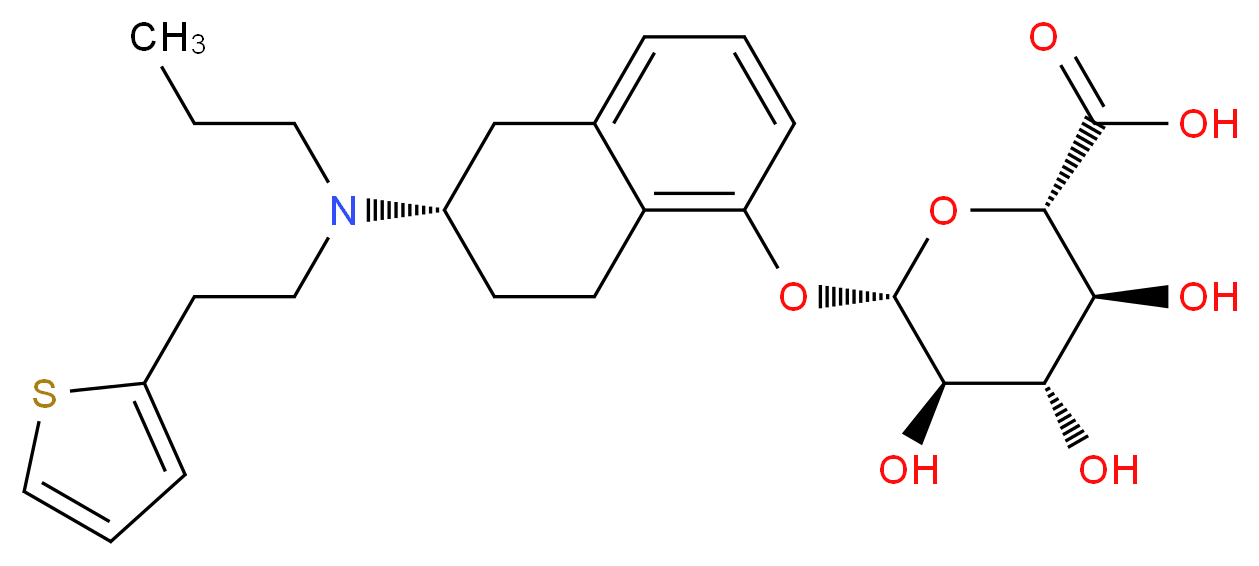 (2S,3S,4S,5R,6S)-3,4,5-trihydroxy-6-{[(6S)-6-{propyl[2-(thiophen-2-yl)ethyl]amino}-5,6,7,8-tetrahydronaphthalen-1-yl]oxy}oxane-2-carboxylic acid_分子结构_CAS_128464-29-9