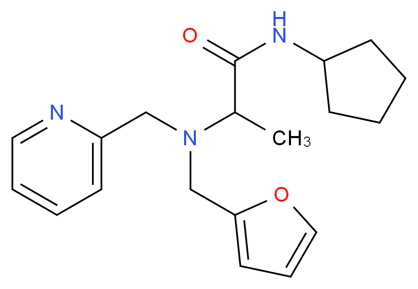 N-cyclopentyl-2-[(2-furylmethyl)(pyridin-2-ylmethyl)amino]propanamide_分子结构_CAS_)