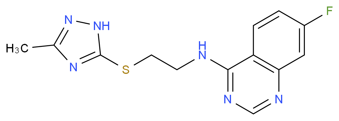 7-fluoro-N-{2-[(3-methyl-1H-1,2,4-triazol-5-yl)thio]ethyl}quinazolin-4-amine_分子结构_CAS_)